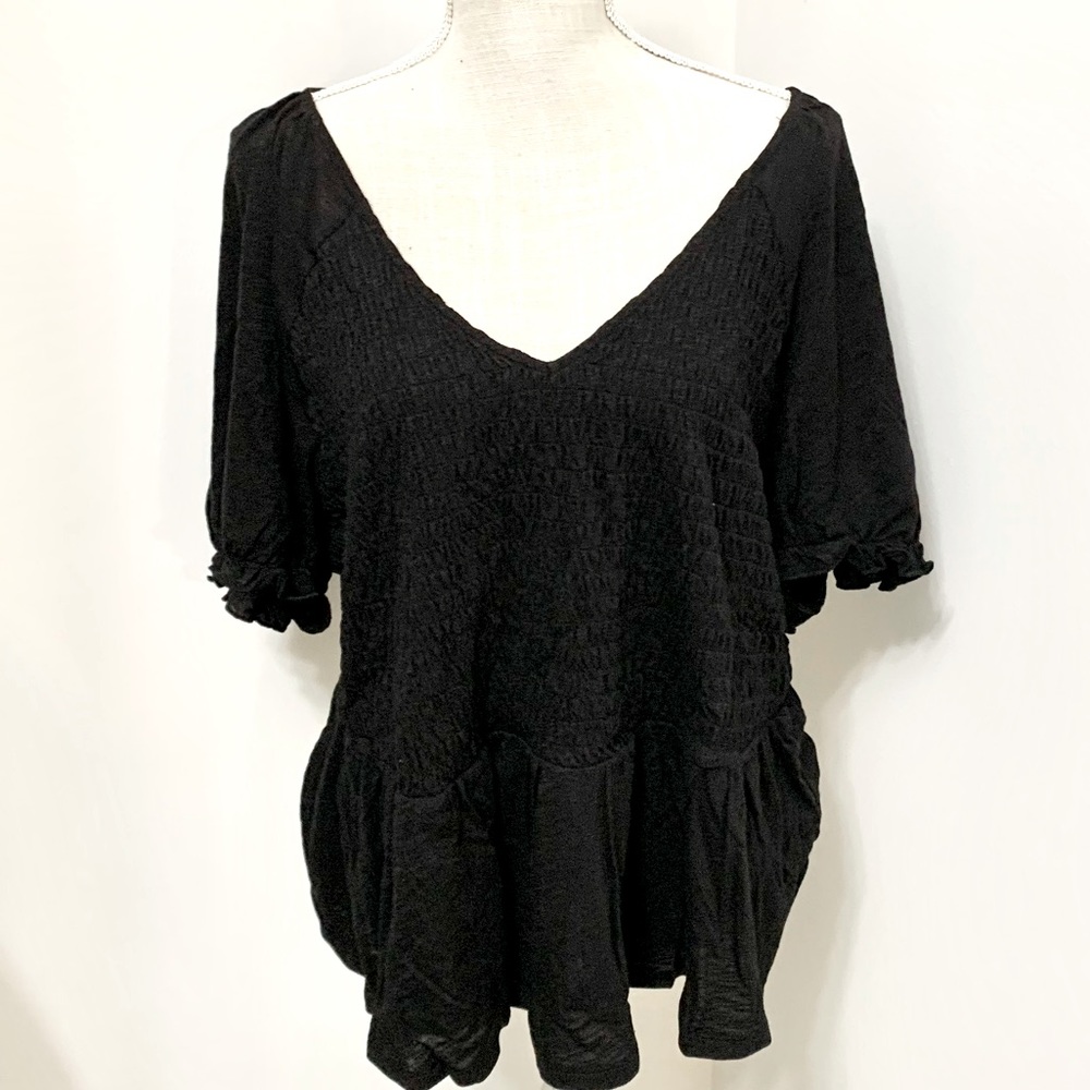 Torrid Cotton Modal Slub Smocked Short Sleeve Babydoll Top - 3X - 22/24 NEW